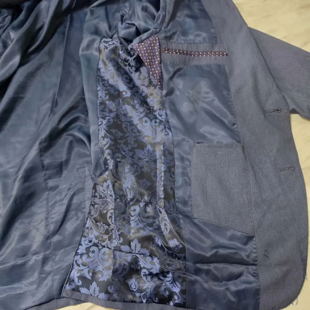 The Savile Row Company Mens Blue Two Button Sport Coat Blazer Jacket